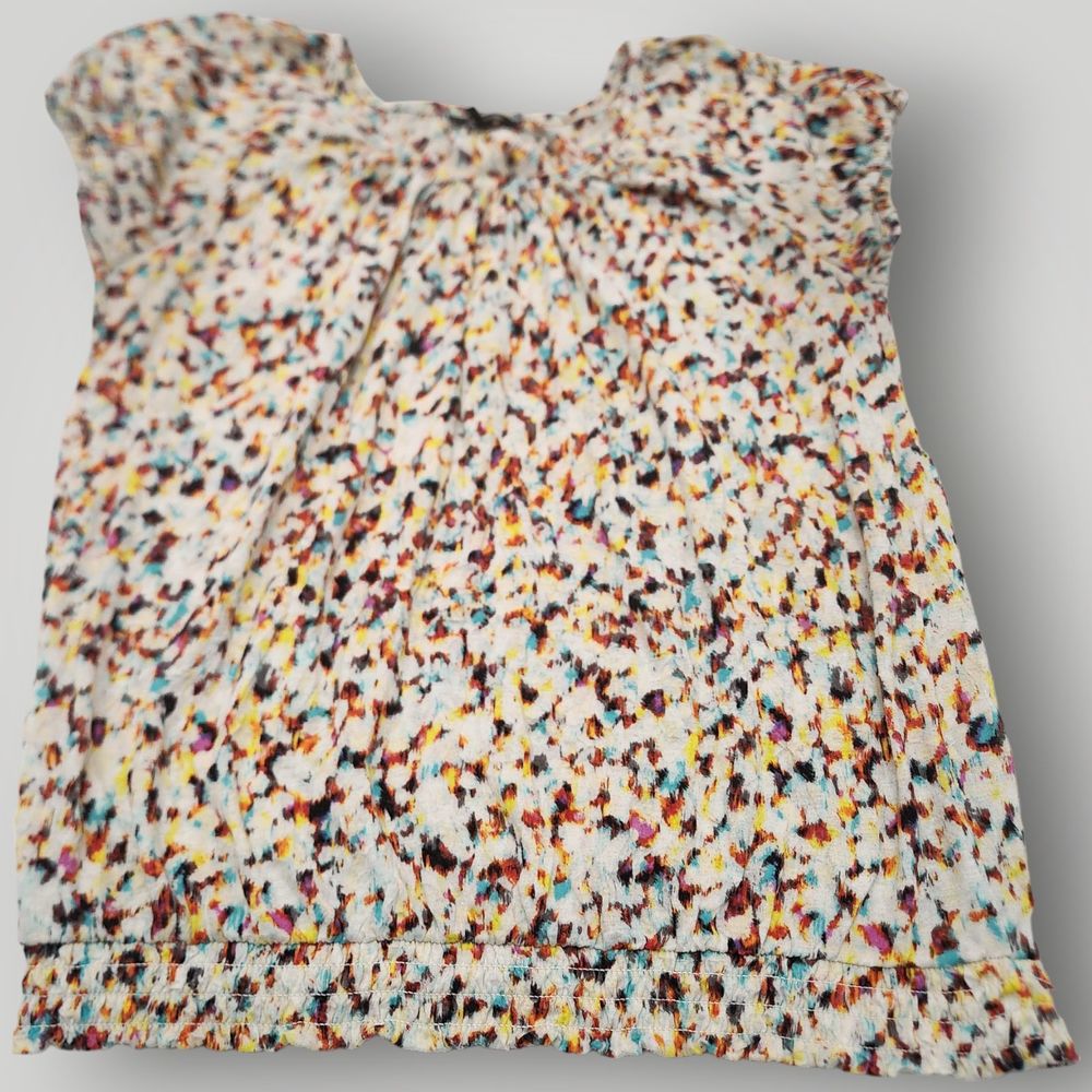 Daisy Fuentes Women's M Multicolor Print Scoop Neck Cap Sleeve T Shirt